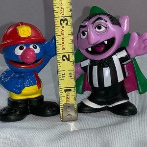 Sesame Street Chunky Figure Lot-The Count Vampire-Fireman Grover Dollhouse Size